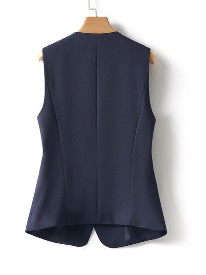 Whitevneck Short Vest for Women Spring & Fall Single-Breasted Slim Workplace Elegant Fashionable Top