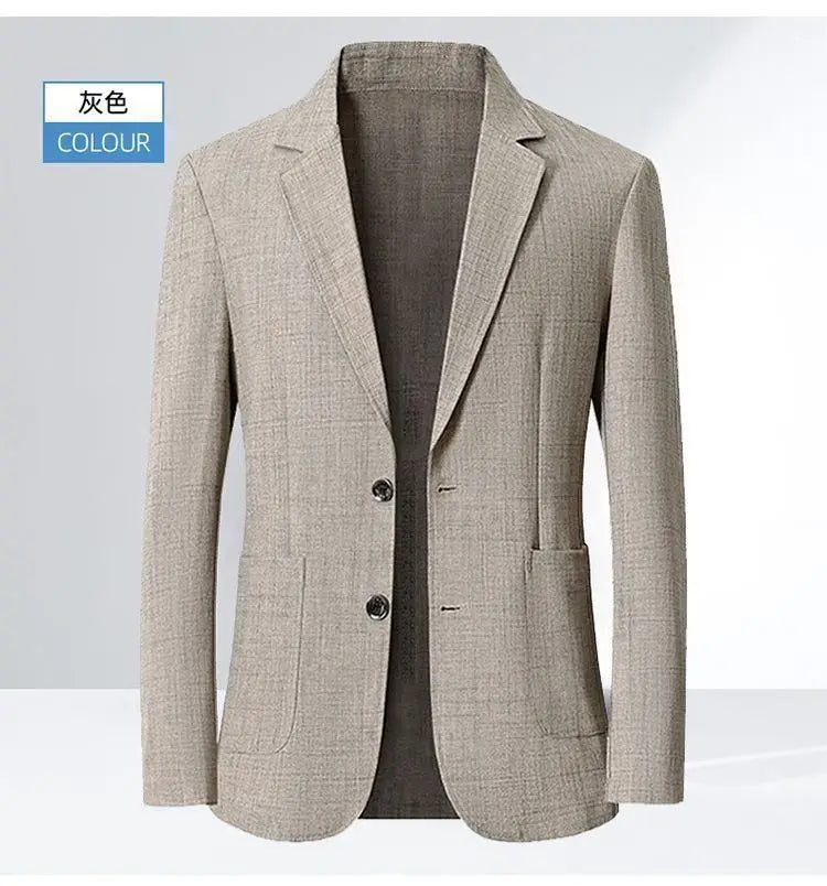 30% Linen Blazer - Men's Fashionally Fit Business Formal Wedding Gentleman's Cool Silk Lightweight Breathable Casual Blazer
