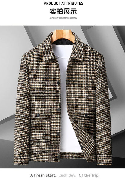 Large Size Men's Casual Jacket Lapel Shirt Handsome Spring Autumn Plus Fat Trendy Brand Loose Top for Youth