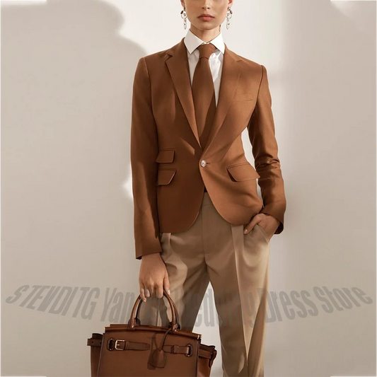 Slim Fit Formal Women's Suit 2 Pieces Stylish Notch Lapel Work Business Office Lady Chic Opulent Outfit Jacket With Pants