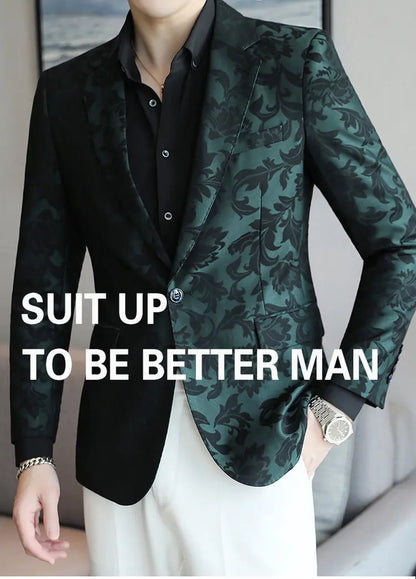 2025 Spring Luxury High-end Jacquard Men's Suit Coats British Style Men Slim Fit Casual Groom Wedding Dress Party Suit Blazers