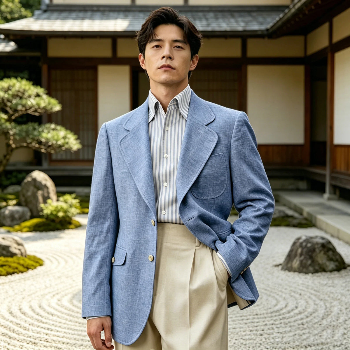 Men's Linen Blazer Casual Business Suit Jacket Single Breasted Notch Lapel Sport Coat Breathable Summer Wear for Wedding Party