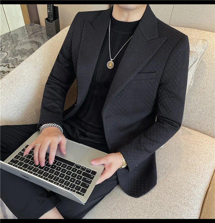 Autumn Winter Single Breasted Wedding Suit Jacket for Men Business Casual Slim Fit Blazers Banquet Party Social Suit Jackets
