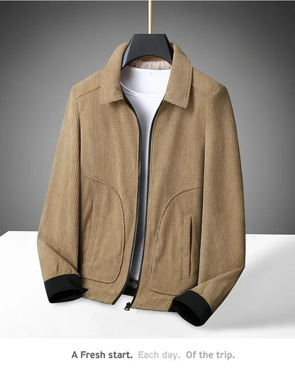 Men's High-Quality Corduroy Jacket Plus Size Lapel Thick Autumn Winter Warm Casual Gown for Older Generations