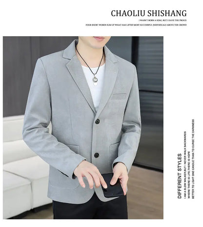 Blazer's New Men's Fashion Outdoor Travel Camping Youth Wedding Hosting Campus Slimming Casual Solid Color Korean Version Blazer
