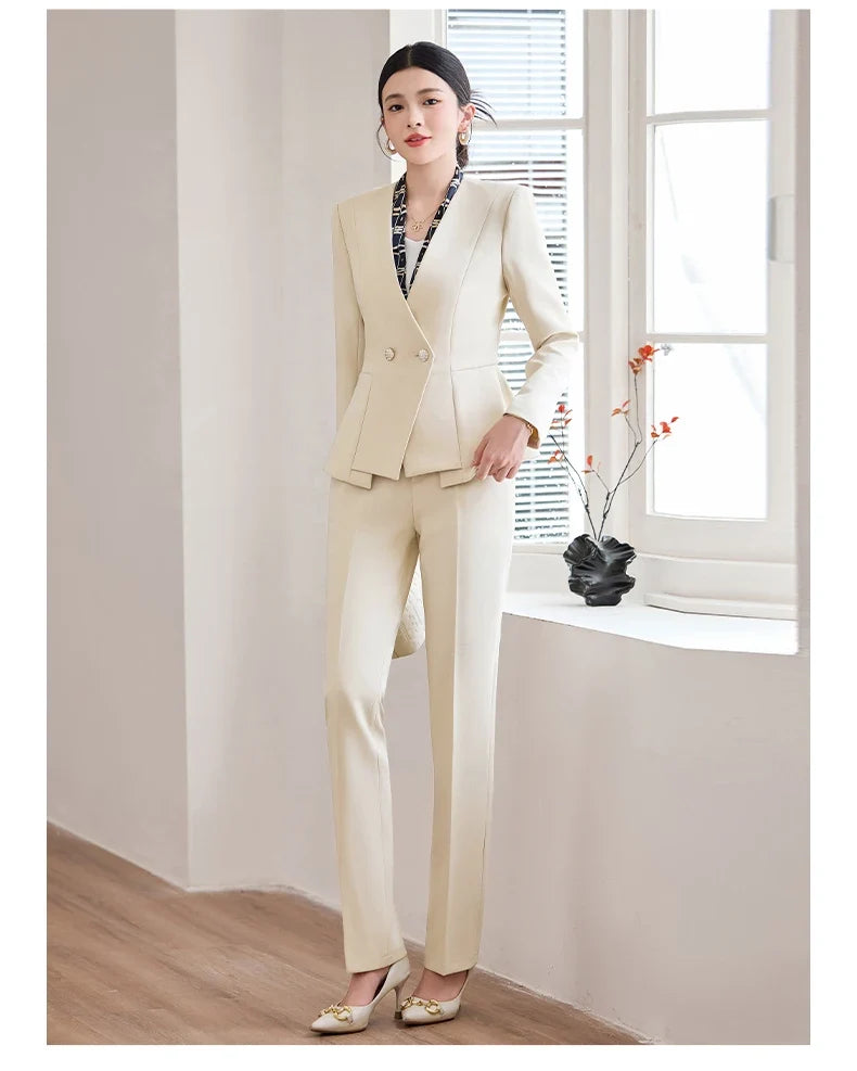 Fashionable professional women's two-piece pant+blazers. Slim fit, elegant  comfortable. 2025 autumn winter new styles
