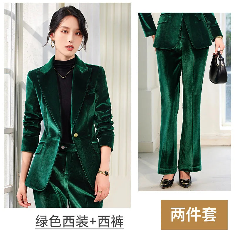 High-end Velvet Suit for Women2024Autumn Winter New High-end Professional Fashionable Elegant Capable Suit