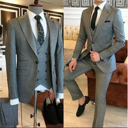 Formal Green Men's 3 Piece Suits Slim Fit Groomsmen Tuxedos Formal Wedding/Business Men Suits Jacket+Vest+Trousers for Party