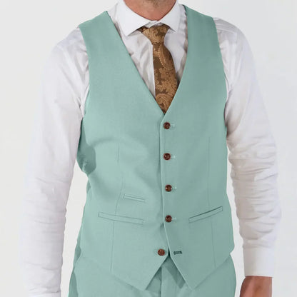 Men's Formal Vest Single Button V-Neck Solid Waistcoat for Weddings Banquets and Business
