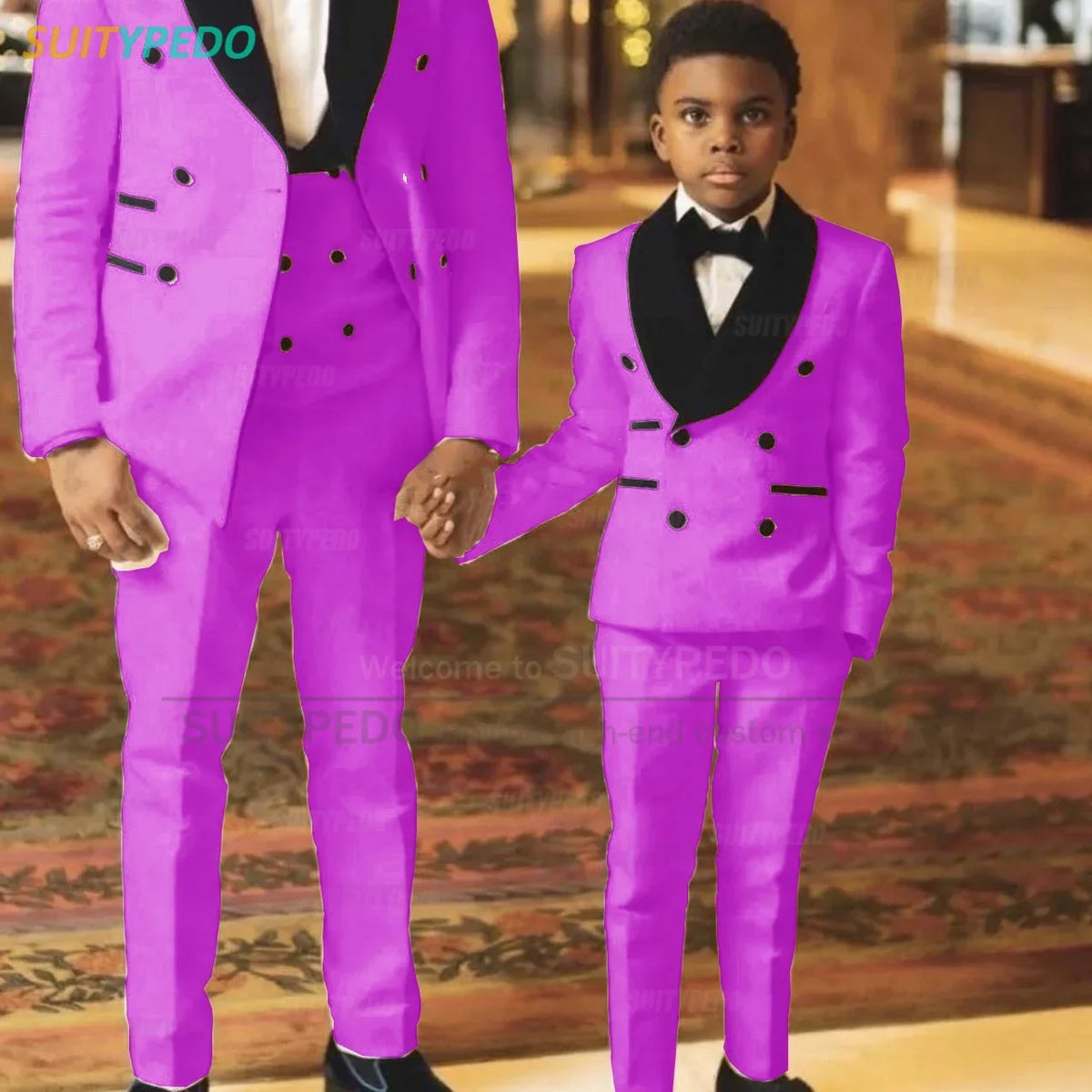 Fashion Boys Suit Sets Jacquard Shawl Lapel Jacket Wedding Flower Boy Costume Children Custom Suitable Blazer Vest Pants 3 Pcs