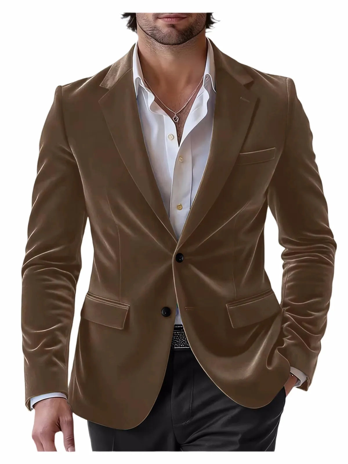 Men's Velvet Blazer Single Breasted Slim Coat Tailored Business Casual Groom's Jacket Fit Work Date Party Wedding Daily Wear