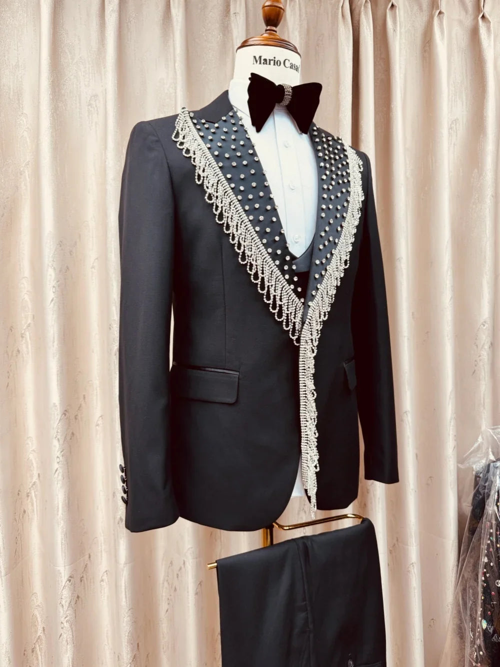 Opulent Silver Crystal Man Suit Set 3 Pieces Party Prom Wear Premium Classy Men's Slim Fit Suits Wedding Groom Sets S-3XL Tuxedo