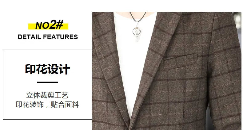 2026 Blazer Outdoor Men's Checked Fashion Business Trend Wedding Slimming Gentleman Casual Korean Travel High Formal Wear Blazer