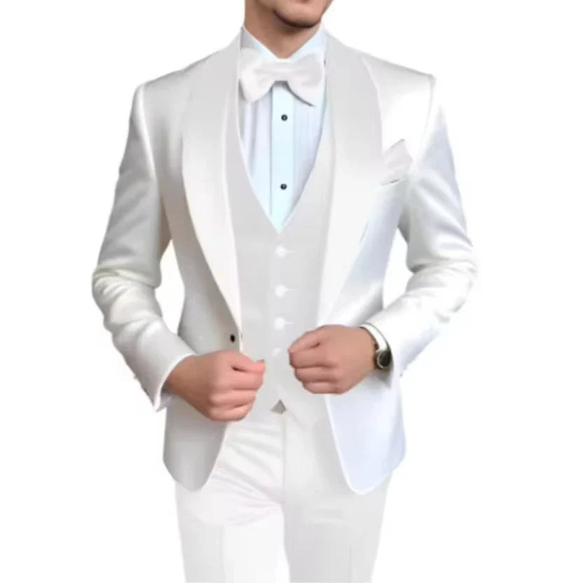 Men's 3-Piece Tuxedo Suit – Shawl Lapel, Slim Fit, Wedding & Formal Occasions