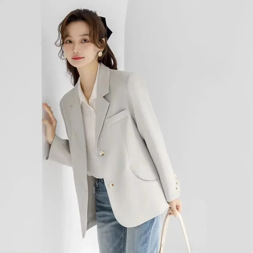 Women's 2025 New Korean Petite Niche Design Solid Slim Fit Blazer High Quality Slimming Minimalist Work Spring Autumn