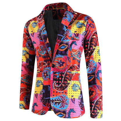 Man Suit Jacket Blazer Casaco Masculino Elegante 2025 High Quality Paisley Floral Printed Party Mens Suits Vestones Para Hombre