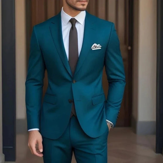 Men's Slim Fit Single Breasted Wedding Suit – 2-Piece Jacket & Pants Set