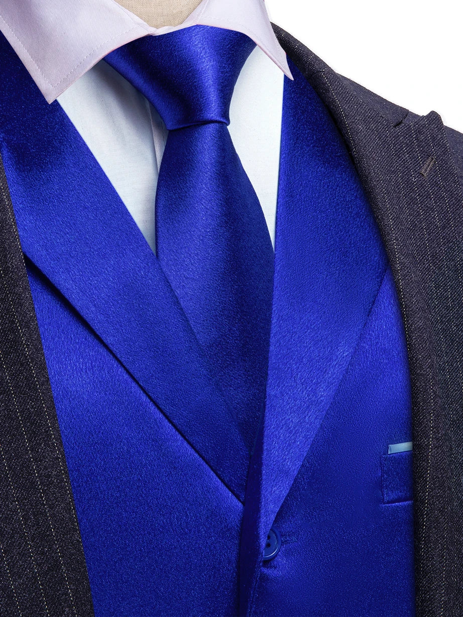 Men's Satin Vest Set with Tie, Bowtie & Pocket Square – Slim Fit for Weddings & Formal Occasions