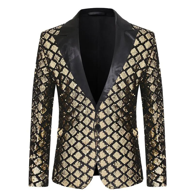 Men's Suit Jacket Autumn and Winter New High-quality Men's Polka Collar Suit Stage Banquet Hosting Party Diamond Sequin Dress