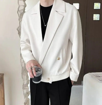 TikTok Trend Men's Autumn Designer Cropped Blazer High-End Casual Jacket Fashion Short Suit Outerwear