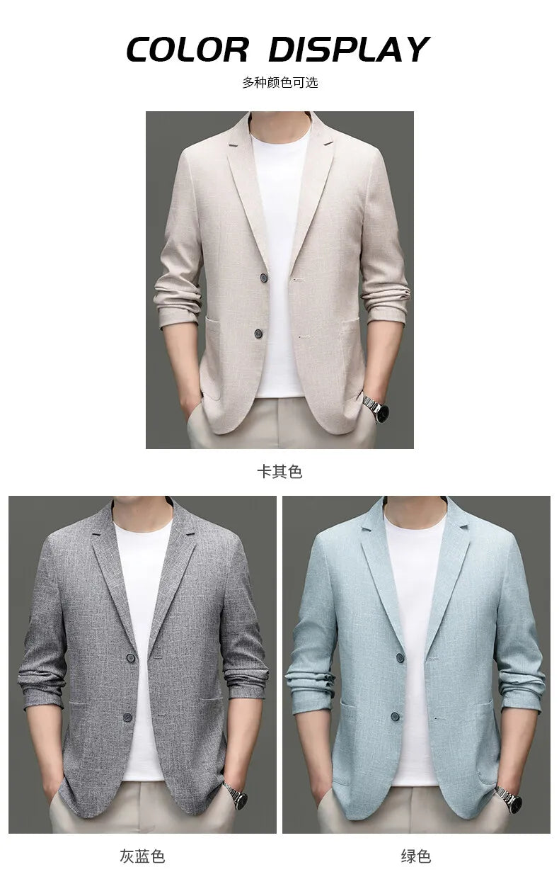 Blazer Summer Men's Fashion Gentleman Korean Version Trendy Performance Banquet Host Casual Ice Silk Sun-protective Clothing