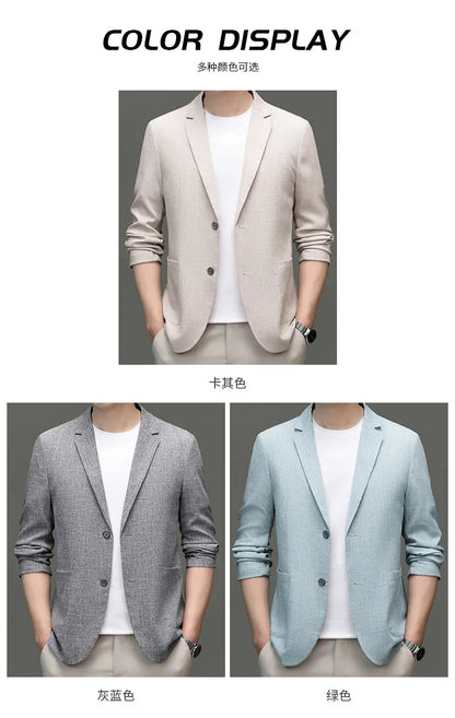Blazer Summer Men's Fashion Gentleman Korean Version Trendy Performance Banquet Host Casual Ice Silk Sun-protective Clothing