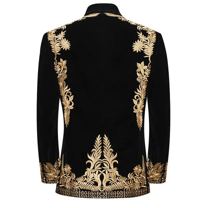 Customied Embroidery Groom Wedding Men's Suit Jackets Black Velvet Slim Fit Stylish Handsome Formal Blazers Banquet Prom Tuxedo