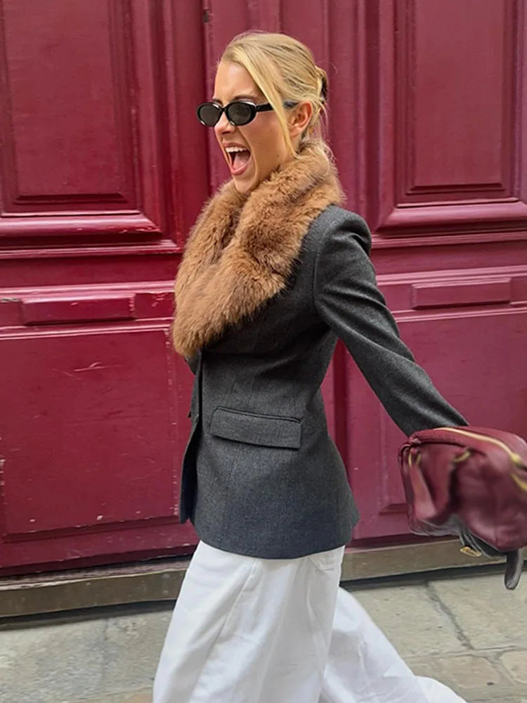 Woman Spring Fashion Casual Coats Solid Turn-Down Collar Long Sleeves Pockets Single Breasted Female Street Style Blazers