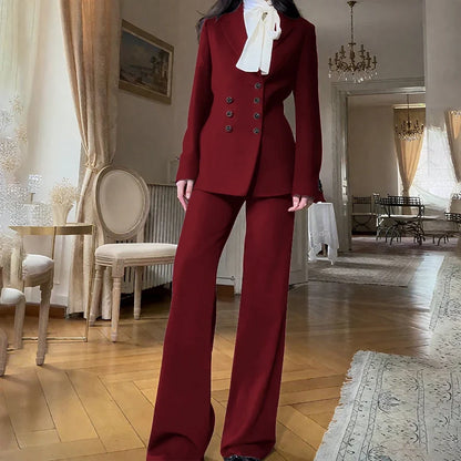 2025 New Women Casual Blazer Suit Set with Double-breasted Office Formal Pant Suit Separates Slim Fit Custom Made Traje de Mujer