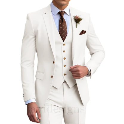 Elegant Men's Wedding Tuxedo Slim Blazer Pants Vest 3 piece Suit XS-5XL Custom Youth Suit 2025 New Style Suits