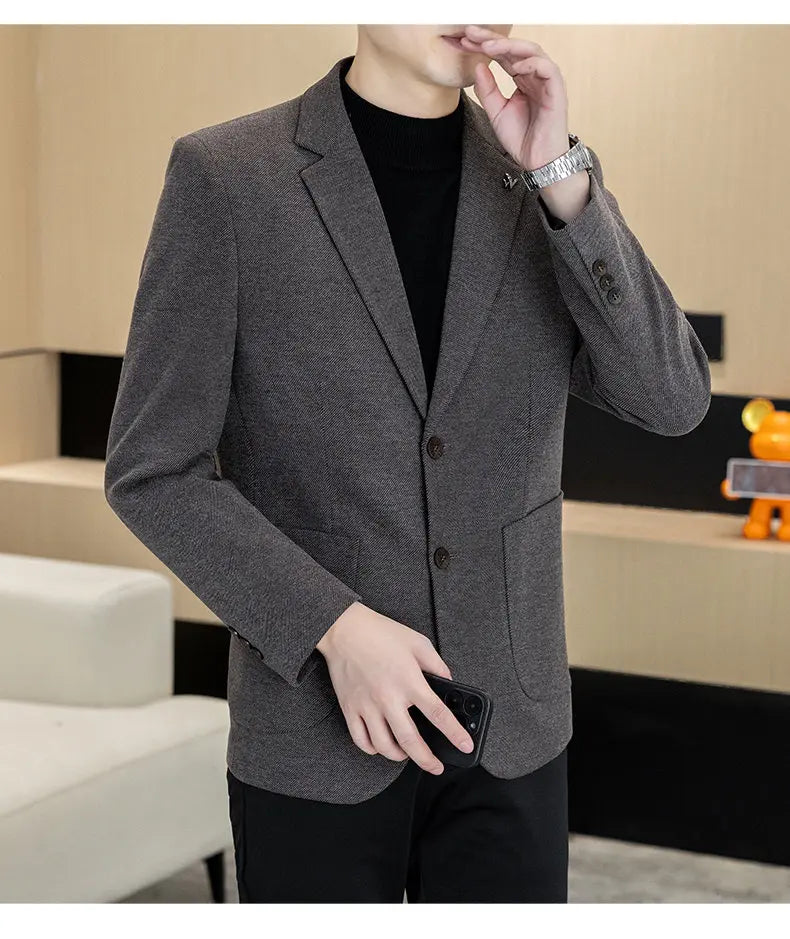 Men's Plus Size Single Breasted Casual Business Blazer – Autumn Winter