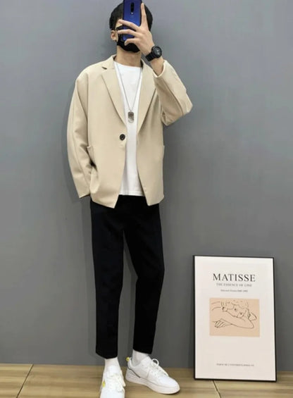 Casual Suit Jacket Early Spring Light Mature Style Men's Korean Trendy Single Blazer Suit Set