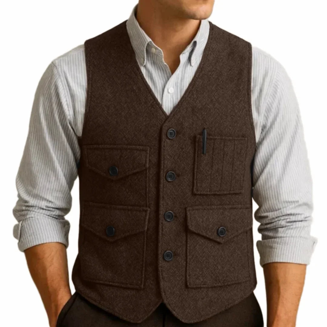 Men's Formal Vest Single Breasted Waistcoat for Wedding and Business