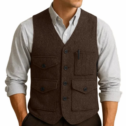 Men's Formal Vest Single Breasted Waistcoat for Wedding and Business