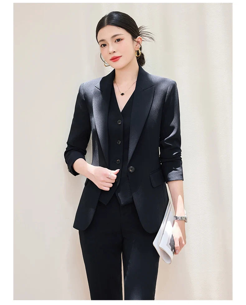 Fashionable professional women's two-piece pant+ suit jacket. Sophisticated elegant, slim fit comfortable. 2025 new style