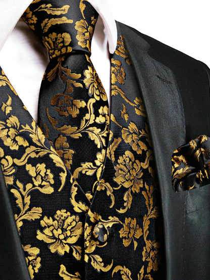 Men's Floral Paisley Vest and Tie Set – Formal Waistcoat with Necktie and Pocket Square for Weddings and Business Events