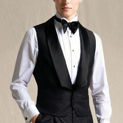 Men's Formal Vest – Single Button Bright Lapel Waistcoat for Weddings & Business