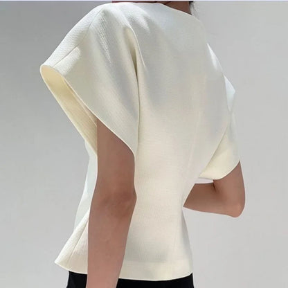 French Ladies Fashion One Button Vest Suit Women V-neck Casual Irregular Sleeveless Summer Femme High End Cardigan Waistcoat Top