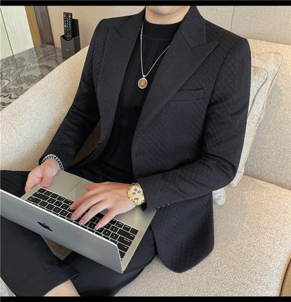Autumn Winter Single Breasted Wedding Suit Jacket for Men Business Casual Slim Fit Blazers Banquet Party Social Suit Jackets