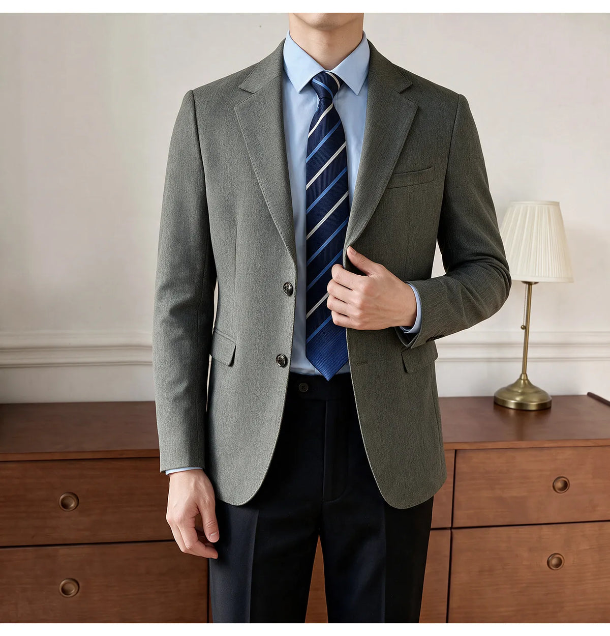 Men's Blazer Retro Texture Smart Casual Suit Lightweight Business Commuter Jacket