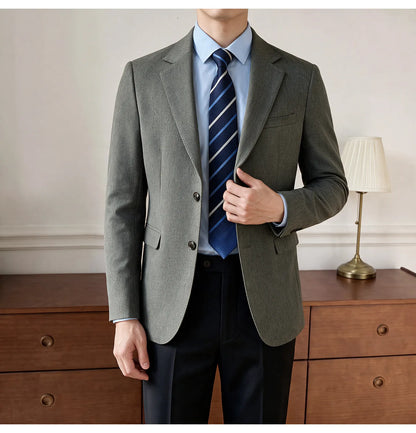 Men's Blazer Retro Texture Smart Casual Suit Lightweight Business Commuter Jacket