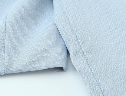 Spring Commuter Style Short Blue Suit Jacket Women's Fashionable Versatile Single Button Flip Collar Top Thin Long Sleeve
