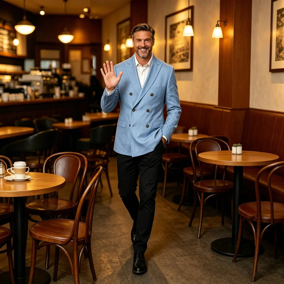 Men's Linen Blazer Double Breasted Casual Business 1Piece Jacket Slim Fit Formal Coat For Wedding Party Office Streetwear