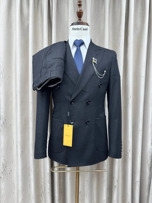 Double Breasted Men's Suits 2 Pieces Business Party Outfit Elegant Formal Slim Fit Suit Set Wedding Groom Sets Plus Size S-3XL