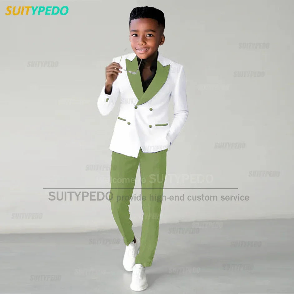 Fashion Children Suit Sets Luxury Wedding Party Flower Boys Slim Fit Costumes Graduation Ceremony Formal Blazer Pants Two Pieces