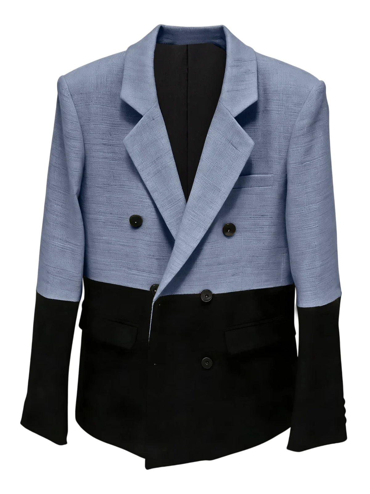 Men's Linen Color Block Blazer Double Breasted Notch Lapel Lightweight summer Sport Coat Fashion Jacket for Party & Streetwear