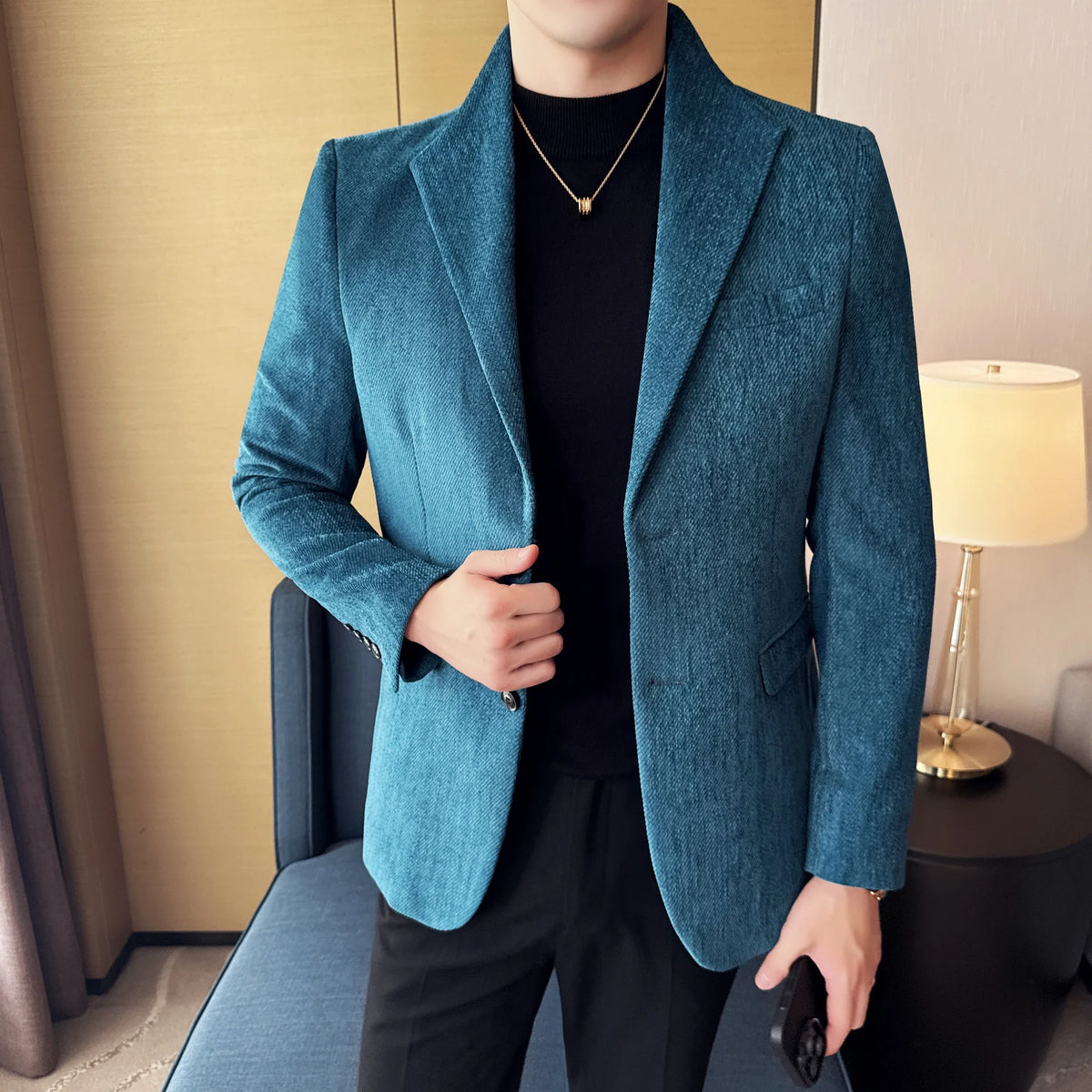 New Chinese Style Stand Collar Fashion Casual Suit Jacket Autumn Winter New Slim Fit Business Formal Social Prom Party Tuxedos