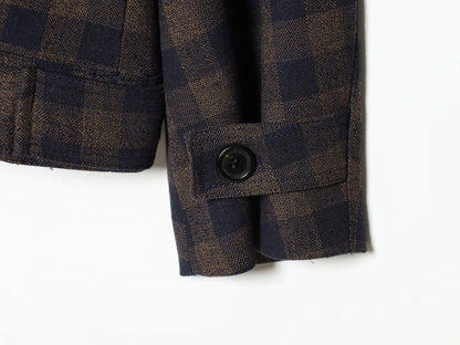 Women Brown Plaid Jacket Coat Vintage Harajuku Streetwear Long Sleeve Blazer Jacket Outerwear 2000s Clothes Spring Autumn 2026
