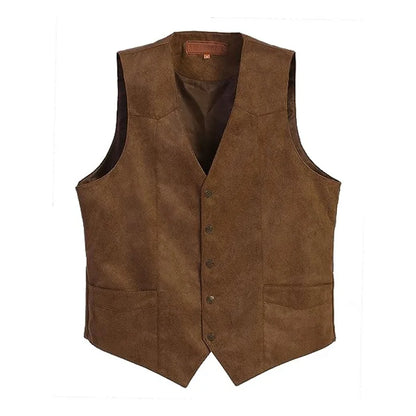 Men's Plus Size Fleece Vest V-Neck Single Breasted Smart Casual Waistcoat for Weddings & Business