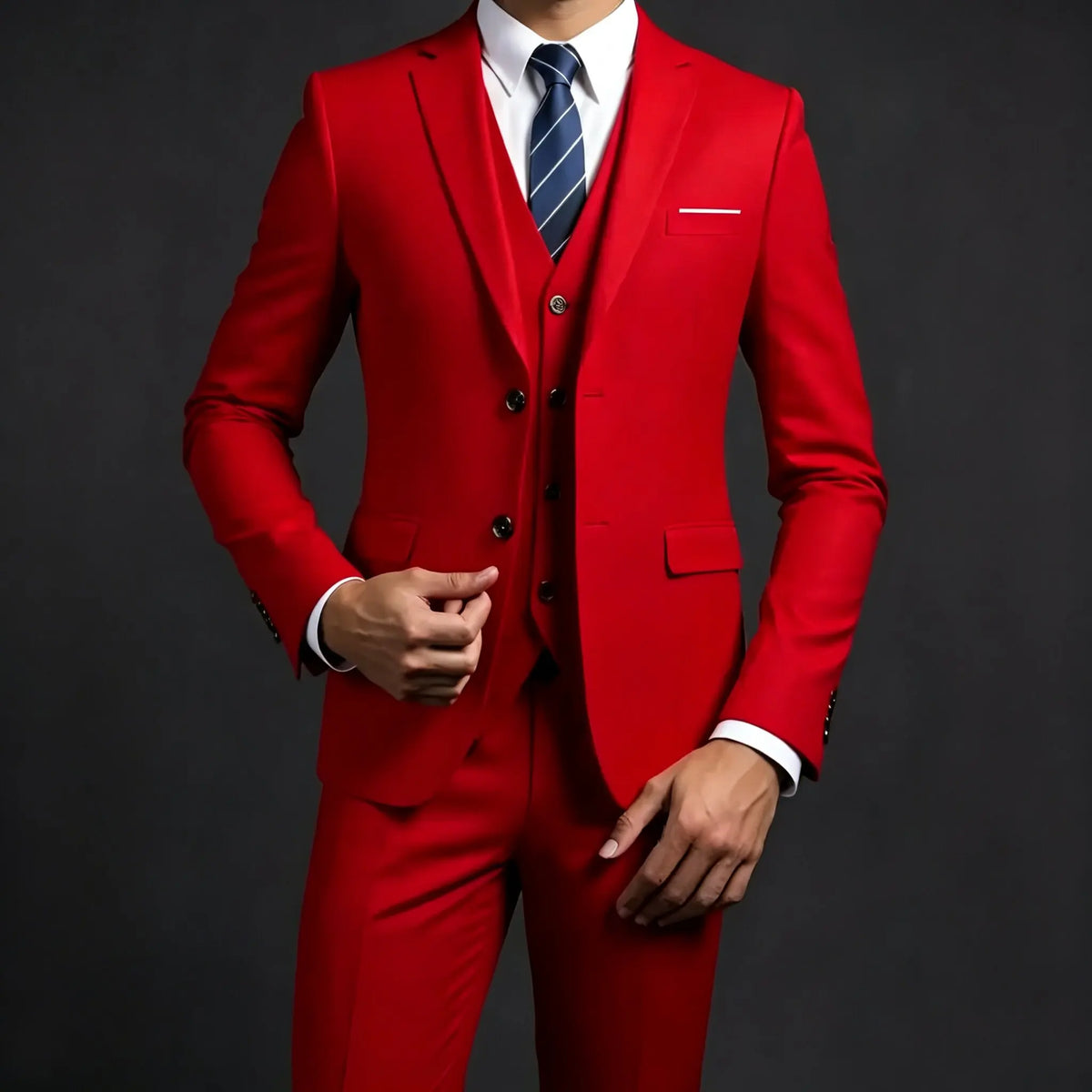 Costume de mariage décontracté (Blazer + Gilet + Pantalon) pour homme - Style britannique, élégant, uni, pour affaires, banquet, cérémonie